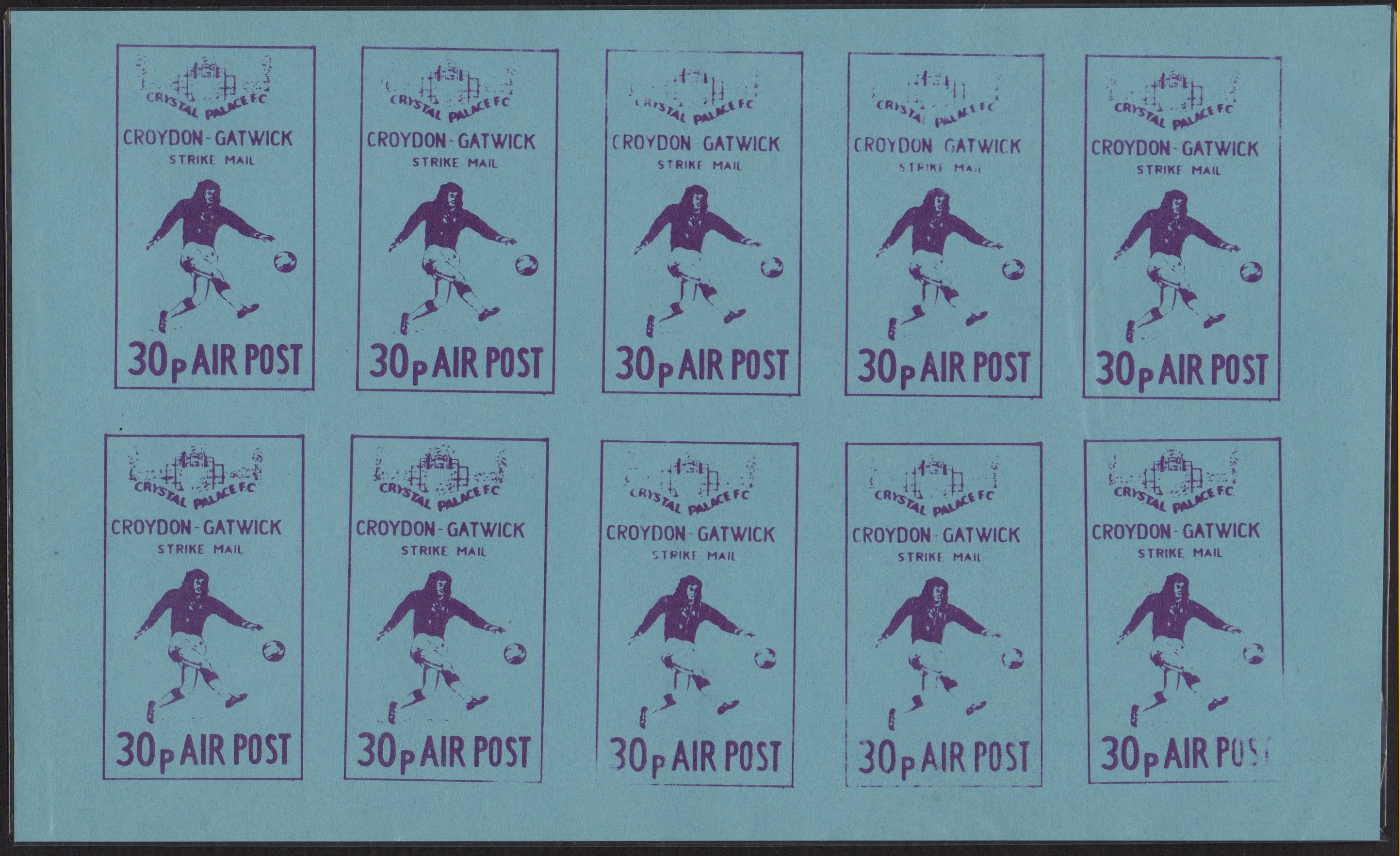 1971 Croydon Gatwick Strike Post stamps Postal Stationery Crystal Palace FC Football